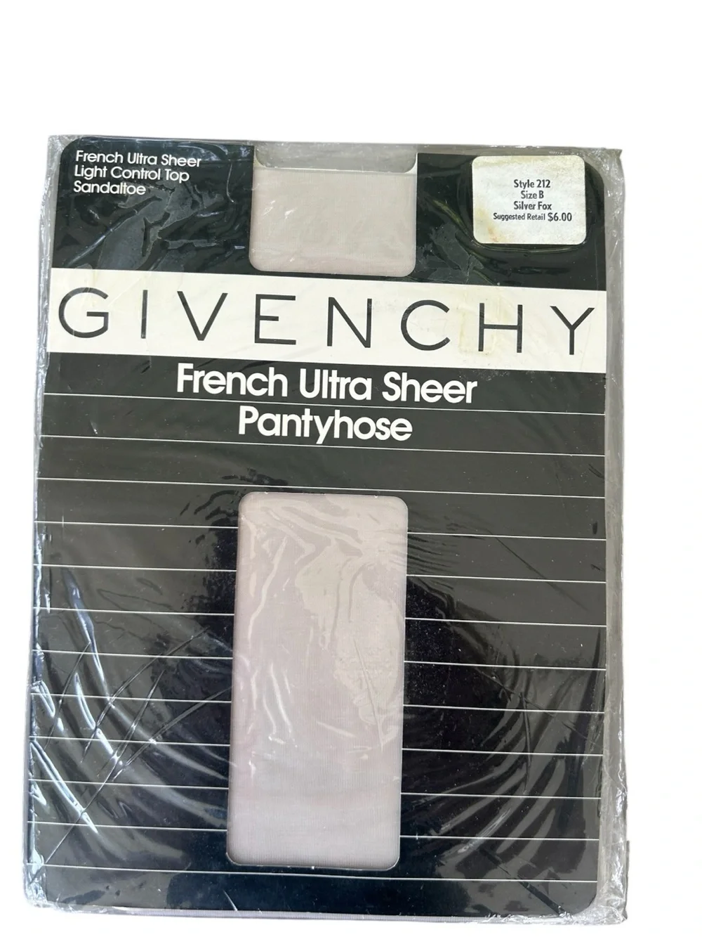 VTG Givenchy French Ultra Sheer Pantyhose Sz B Silver Fox Lot of 2 Control Top